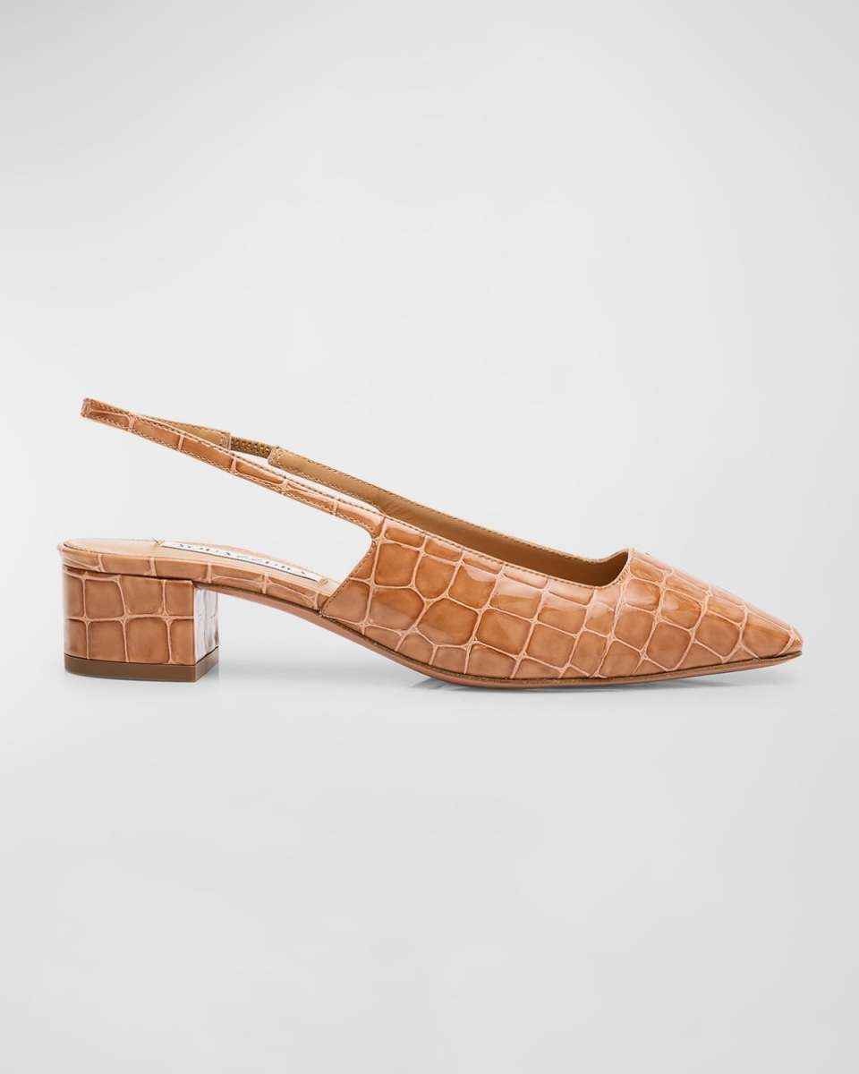 Ginza Croco Slingback Ballerina Pumps